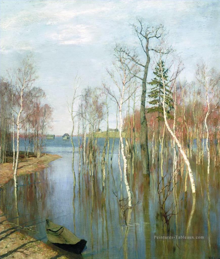 printemps eaux hautes 1897 Paysage de la rivière Isaac Levitan Peintures à l'huile